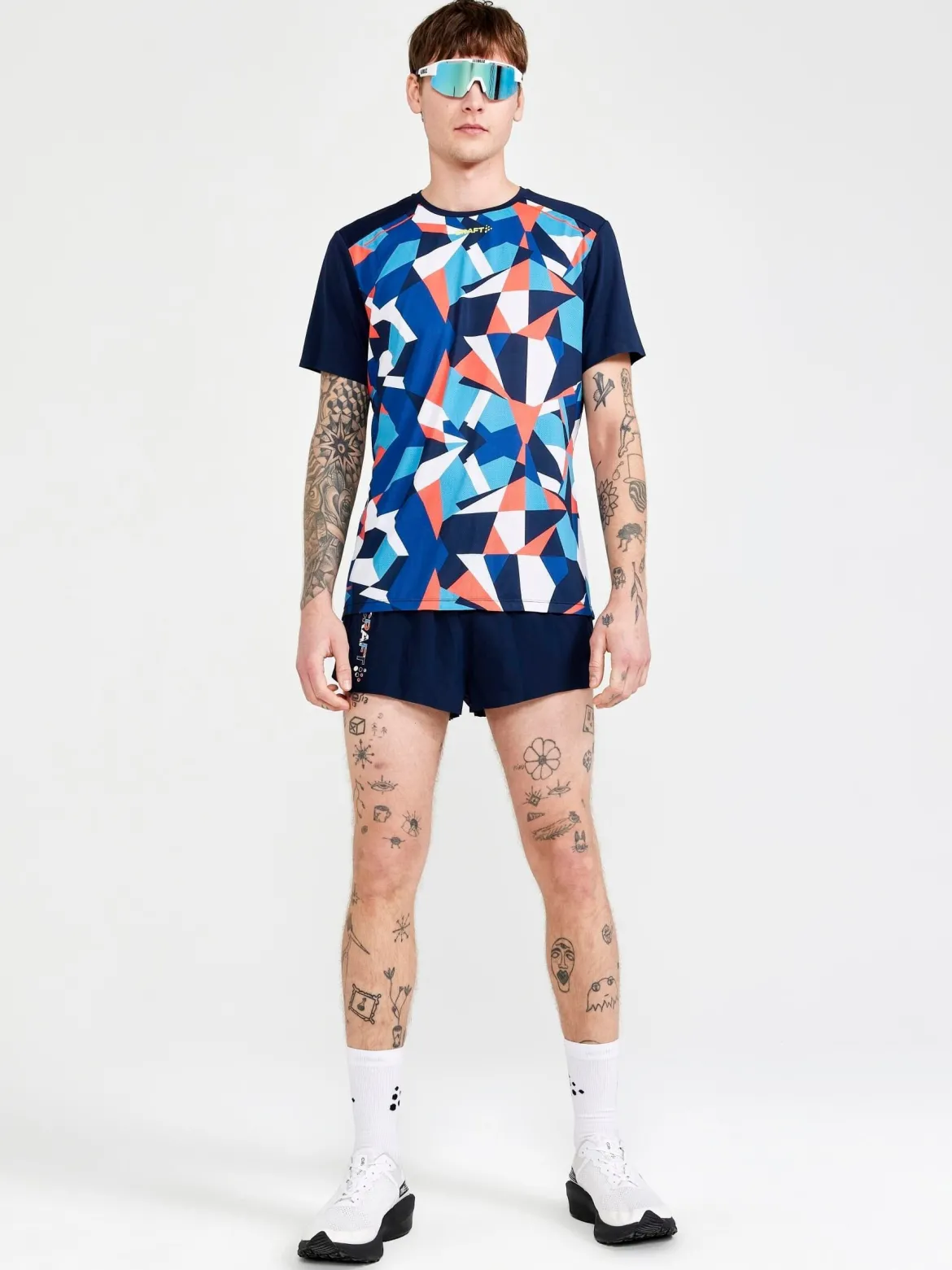 Men's Pro Dazzle Camo Running Tee - BLAZE/P DAZZLE CAMO