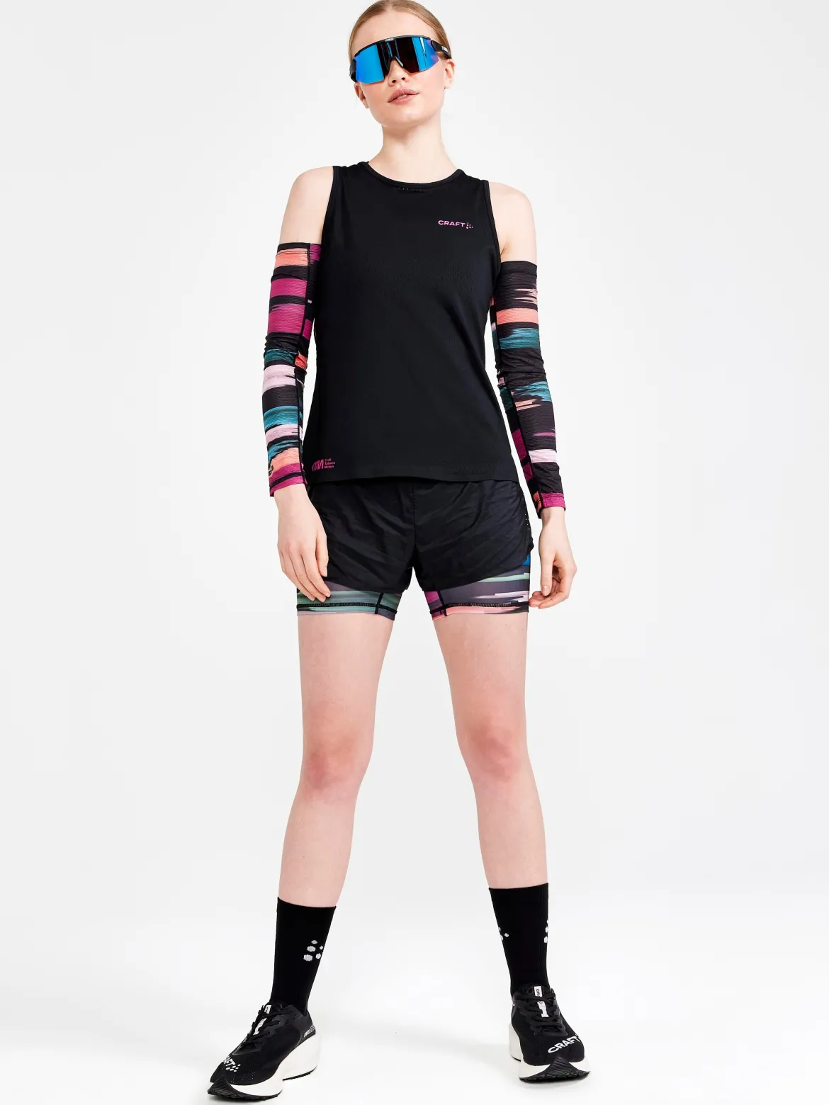 Women's CTM Distance 2In1 Running Shorts - MULTI-ROXO