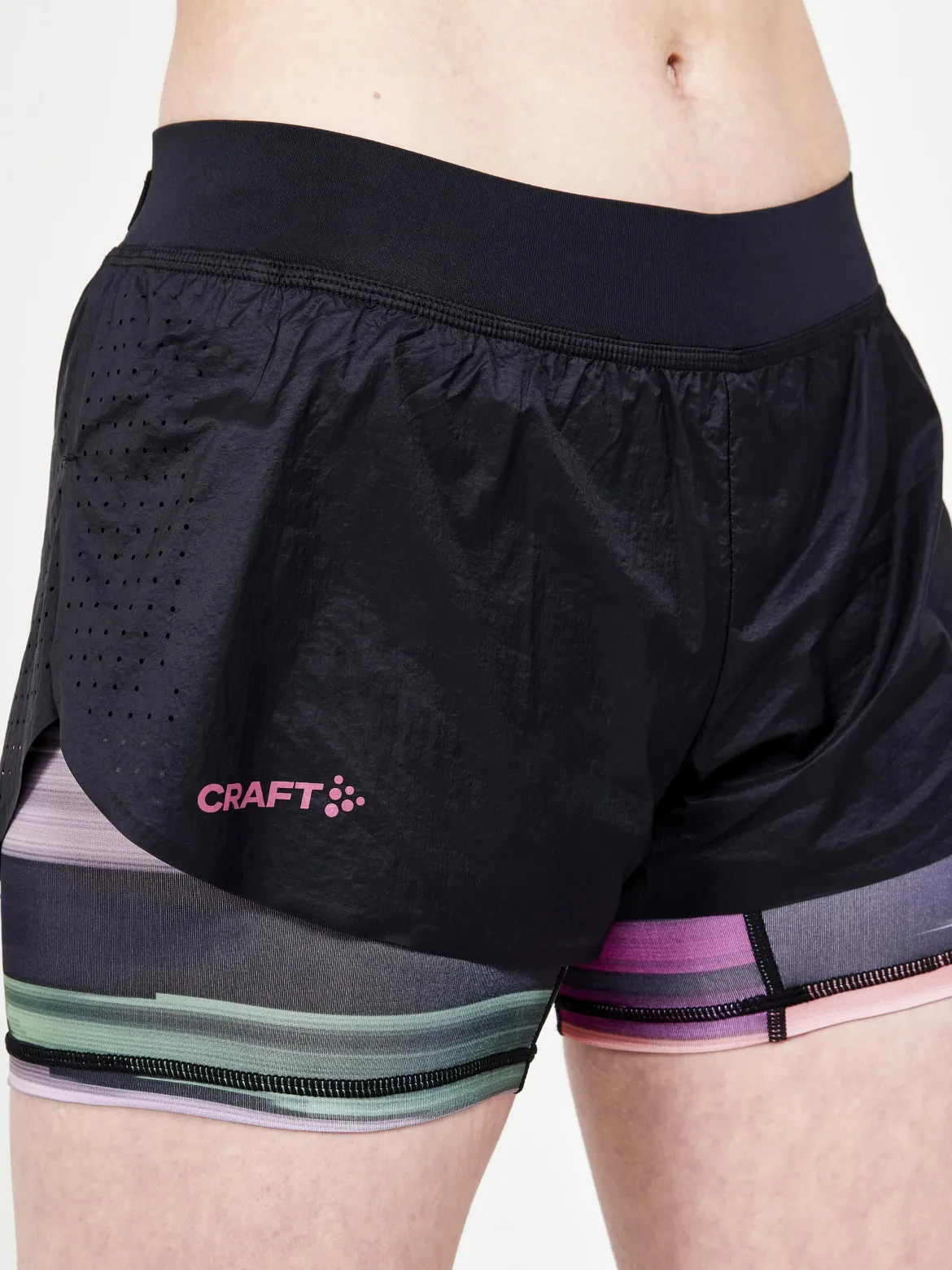 Women's CTM Distance 2In1 Running Shorts - MULTI-ROXO