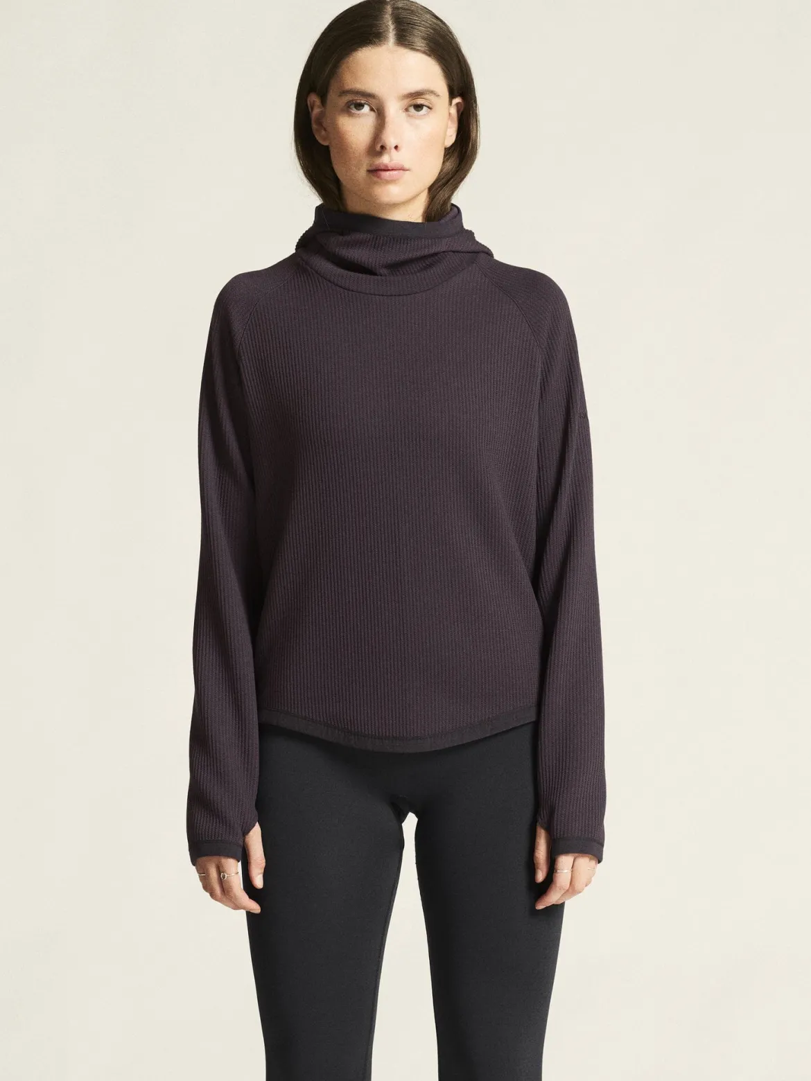 Women's Grid Hood - DK PLUM