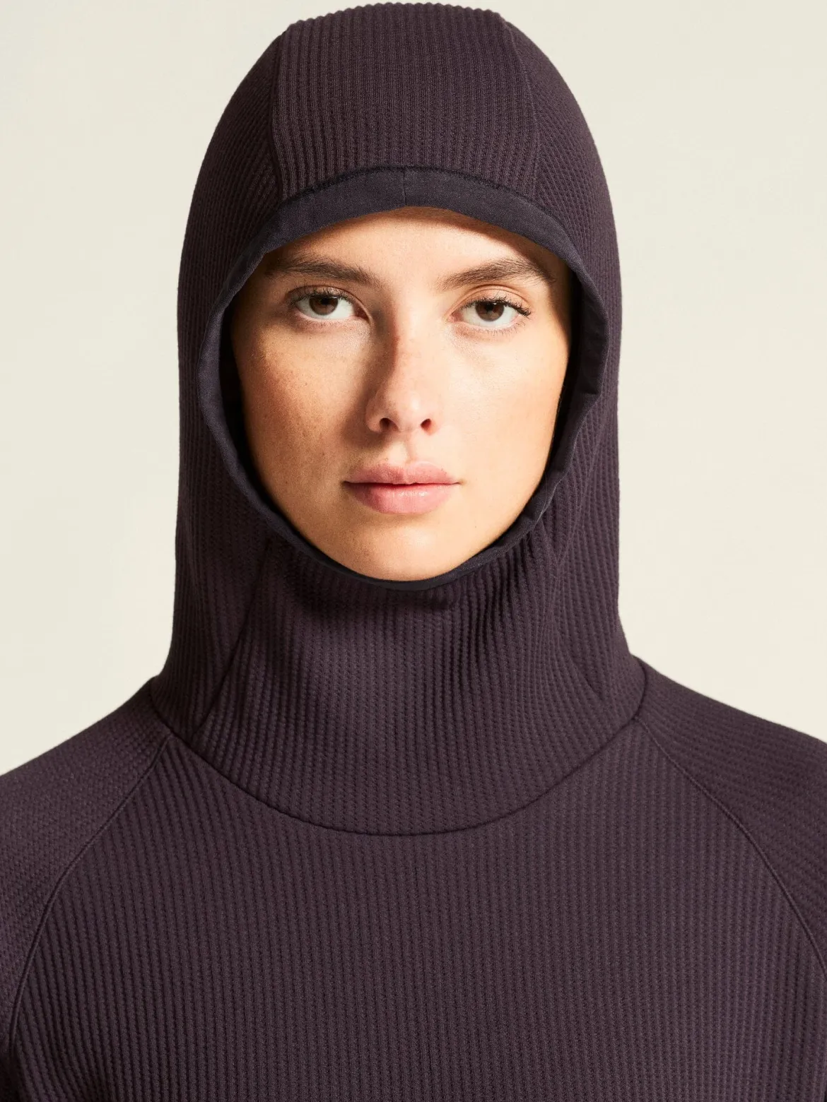 Women's Grid Hood - DK PLUM
