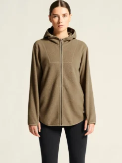 Women's Join Pile Fleece Full-Zip Hood - Taupe