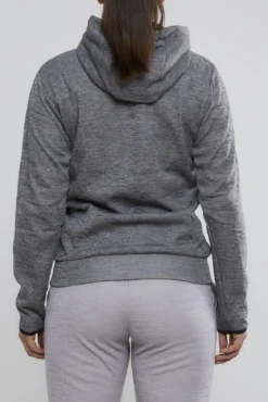 Women's Leisure Full Zip Hood - DARK GREY MELANGE