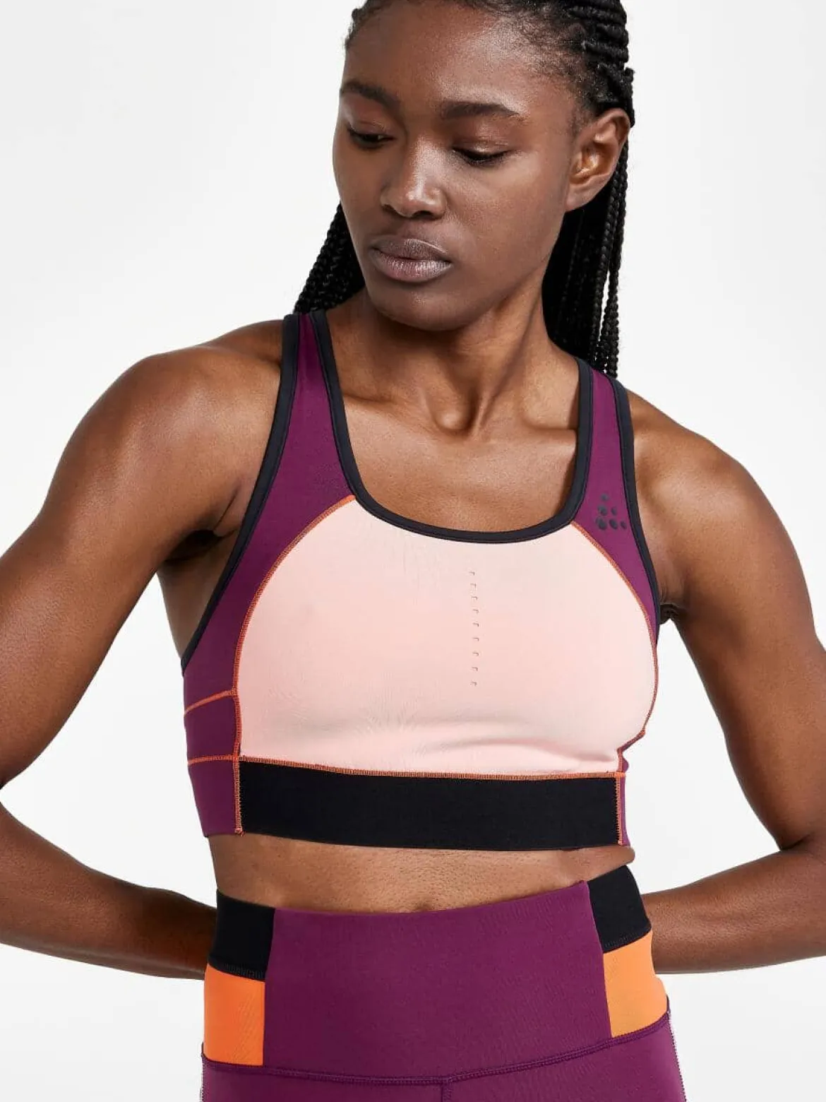 Women's Pro Charge Blocked Training Sport Top - BURGUNDY-BLEIKUR