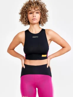 Women's Pro Hypervent Running Cropped Top - BLACK-ROXO