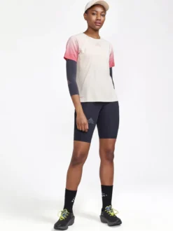 Women's Pro Trail Running Short Sleeve Tee - ECRU-MULTI