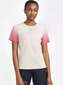 Women's Pro Trail Running Short Sleeve Tee - ECRU-MULTI