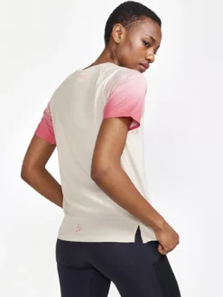 Women's Pro Trail Running Short Sleeve Tee - ECRU-MULTI