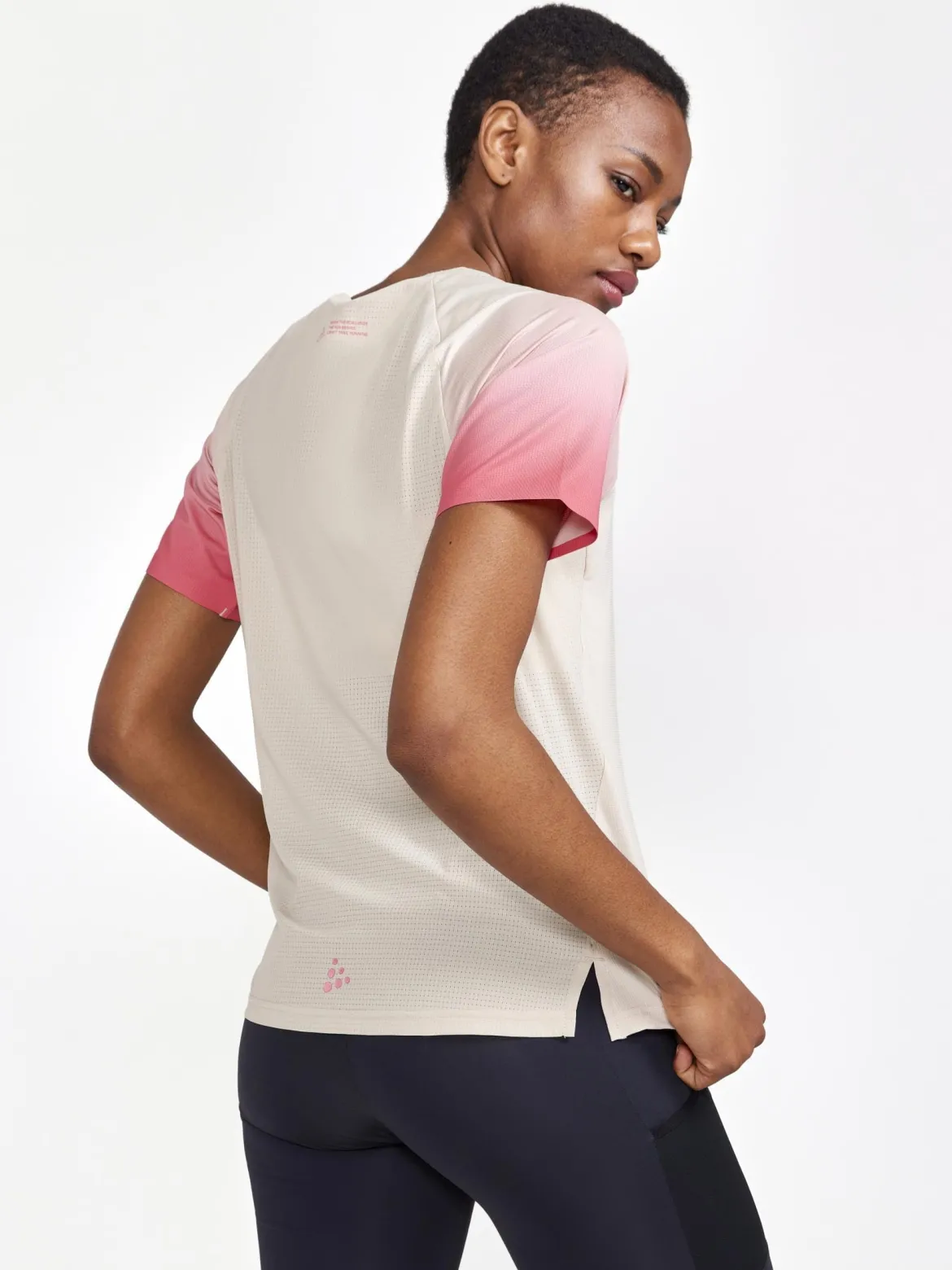Women's Pro Trail Running Short Sleeve Tee - ECRU-MULTI
