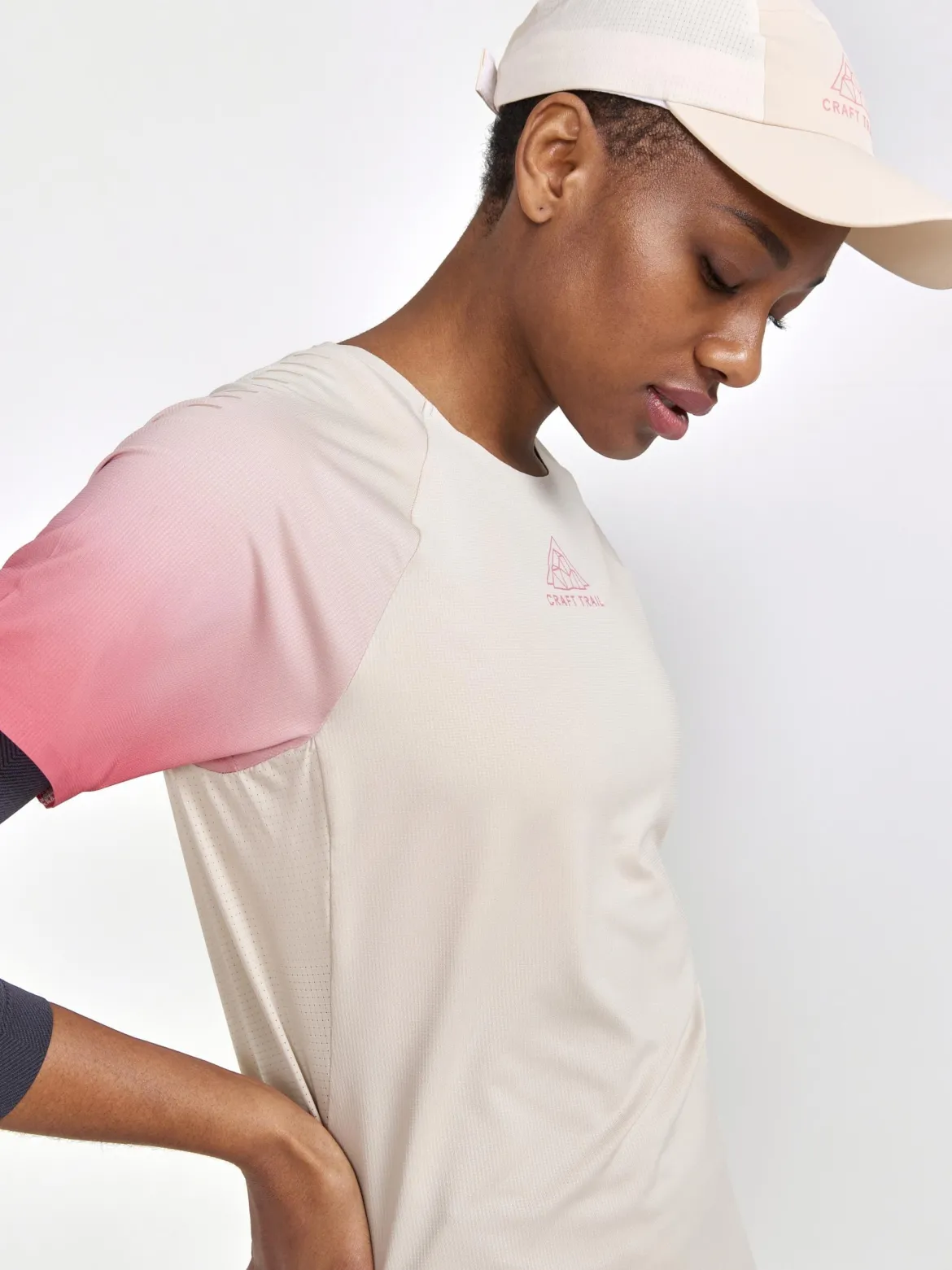 Women's Pro Trail Running Short Sleeve Tee - ECRU-MULTI