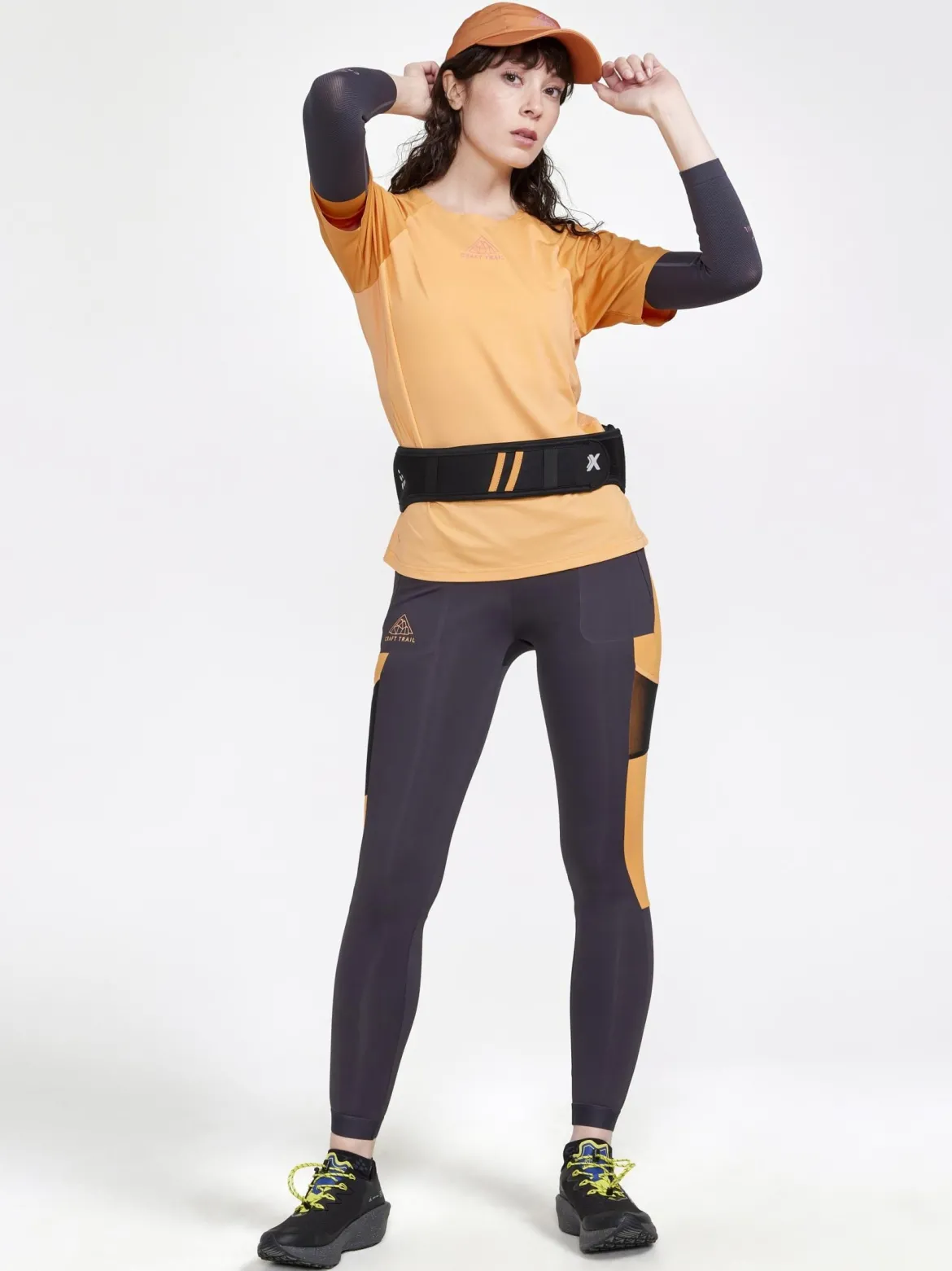 Women's Pro Trail Running Short Sleeve Tee - PEACH-DESERT